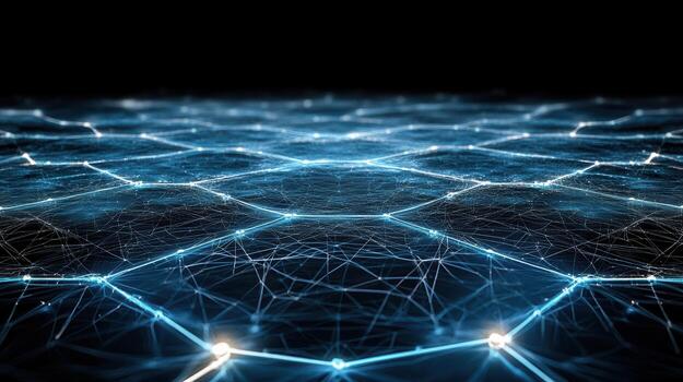 A network of blue lines and dots photo