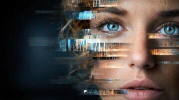 A woman with a face made up of digital images photo