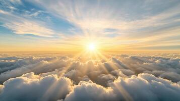 The sun shines through the clouds in this photo