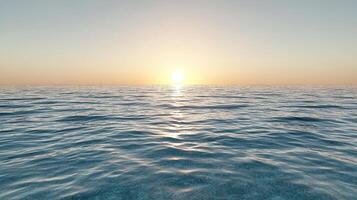 A 3d rendering of the sun setting over the ocean photo