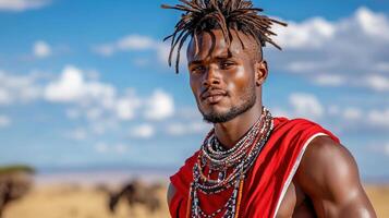 A man with dreadlocks in the desert photo