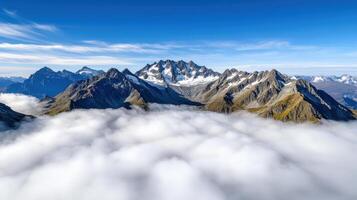 Aerial view of mount cook and mount tucker in the new zealand high country photo