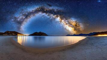 The milky way over the ocean in oman photo