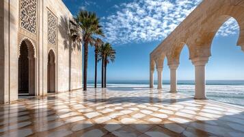 The view from the courtyard of the mosque in marrakech photo