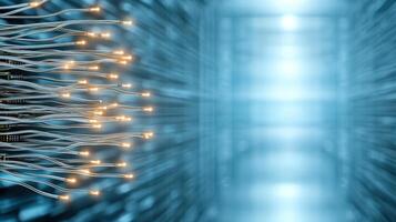 A group of wires in a data center photo
