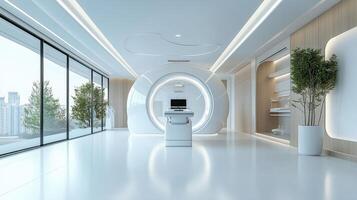 Modern office with white walls and a large window photo