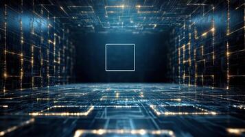 An abstract image of a square box in a dark room photo