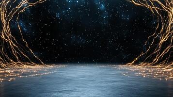 An image of a tunnel with glowing lights photo