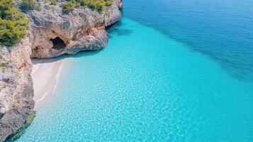 The beautiful turquoise waters of the island of ibiza photo