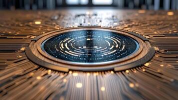 A circular object on a circuit board photo