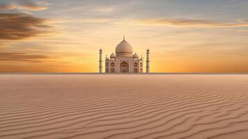 The taj mahal is in the middle of the desert photo