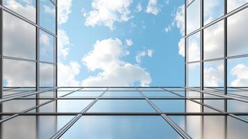 A view of the sky through a glass window photo