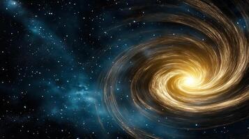 A spiral galaxy with a bright yellow light photo