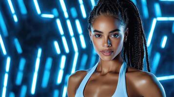 A beautiful woman with braids and a tank top photo
