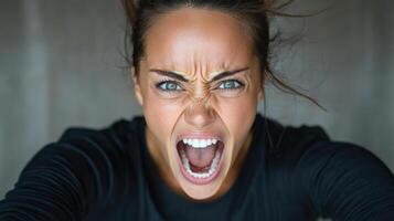 A woman with an angry face photo