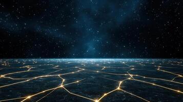 A starry night sky with a network of lines photo