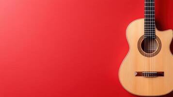 A guitar against a red background photo