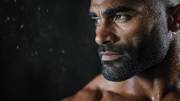 A man with a beard and a bodybuilde photo