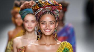 African american models on the runway at the london fashion week photo