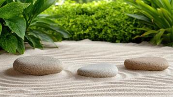 Zen garden with stones and plants photo