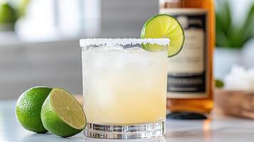 A margarita with lime and salt photo