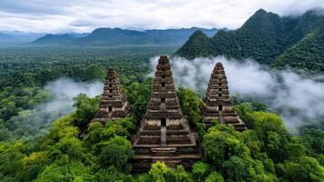 The temples in the jungle in indonesia photo