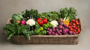 A basket filled with fresh vegetables photo