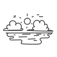 sunset and clouds over the ocean illustration vector