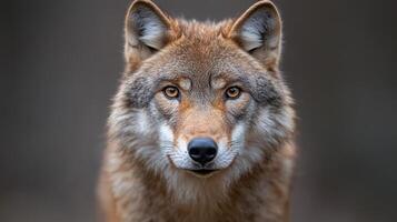 A close up of a wolf looking at the camera photo