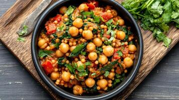 Chickpeas and spinach curry photo