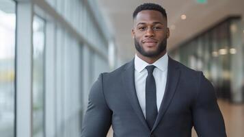 A man in a suit standing in an office photo