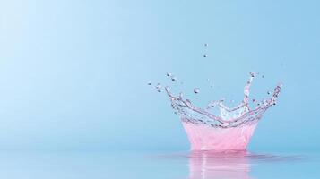 A pink liquid splashing into the water photo