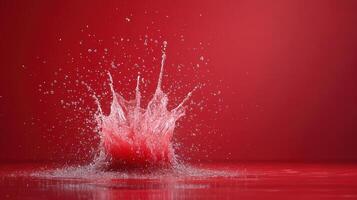 Red liquid splashing on a red background photo