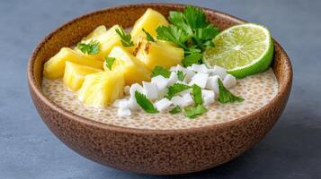 Pineapple and coconut smoothie bowl photo
