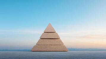 A pyramid shaped structure made of sand in the desert photo