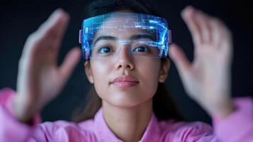 A woman wearing a futuristic headband photo