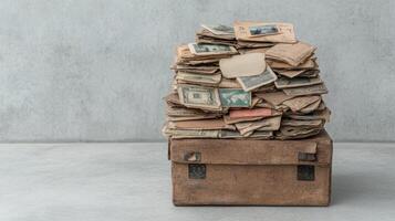 A suitcase full of old documents photo