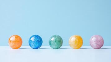 Colorful easter eggs on blue background photo