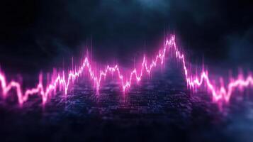 A pink wave of sound is shown on a dark background photo
