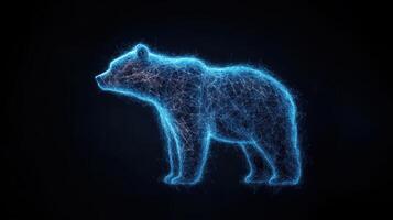 A bear is shown in a blue light on a black background photo
