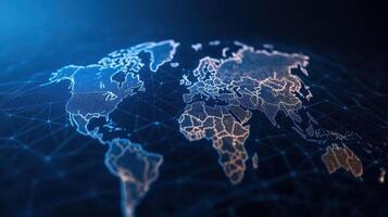 World map on a network background photo