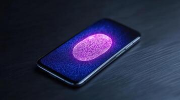 A smartphone with a fingerprint on the screen photo
