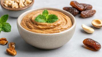 Pistachio nut butter with dates and nuts photo