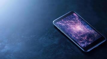 smartphone displaying vibrant network visualization its screen, symbolizing connectivity photo