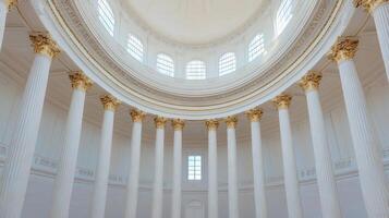 A large white building with columns and a dome photo
