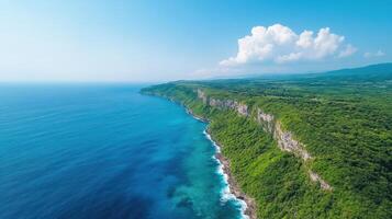 Aerial view of the coast of the island of bali, indonesia photo