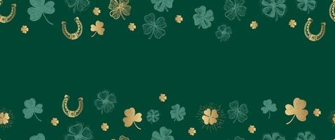 Patricks Day, clover pattern. on green. vector
