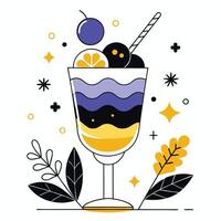 Whimsical Dessert In Glass With Cherries And Citrus Flat Design vector