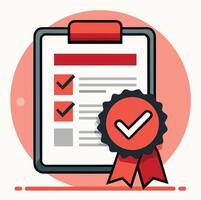 Completed Checklist With Approval Stamp On Clipboard For Task Management vector