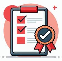 Quality Checklist With Approval Seal Guarantee For Documents And Business Processes vector